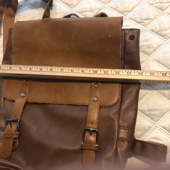 LXY Vegan Leather Boho Backpack Vintage Laptop Bookbag Brn about 14” x 14” x 4 main image 4